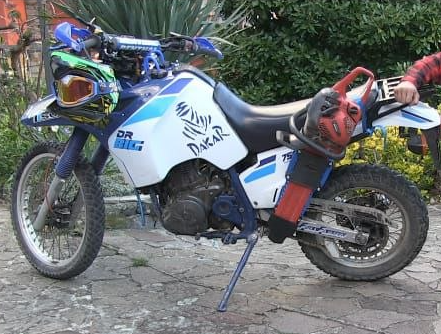 Motosega trasportata sul supporto universale con cinghie